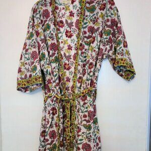 Cost Plus World Market Floral Robe - Red and Green
